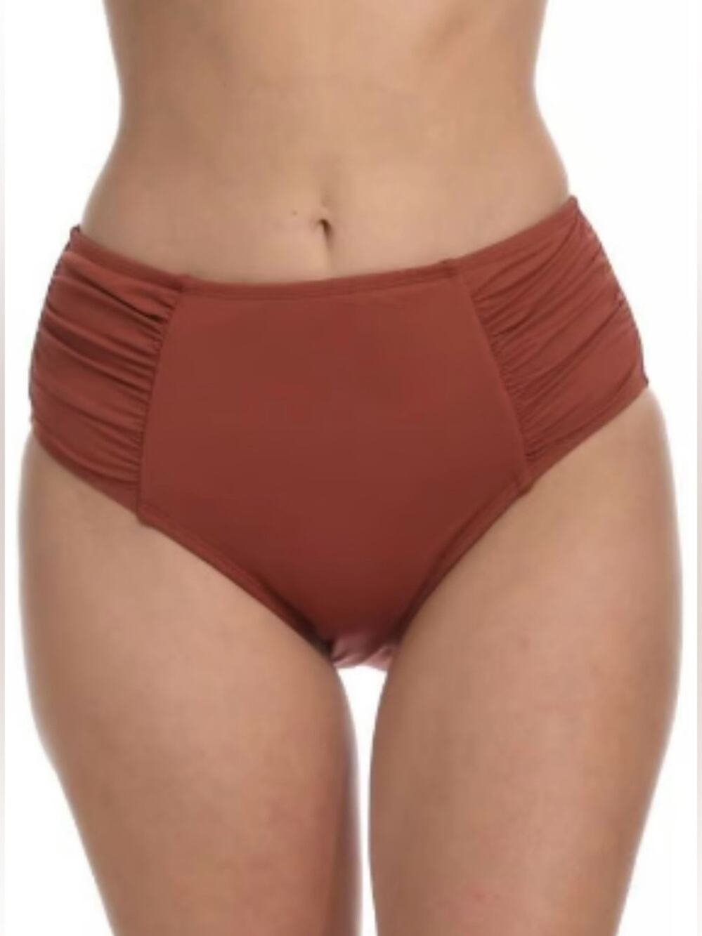 La Blanca Cinnamon Side Shirred High Waist Bikini Bottoms Nwot